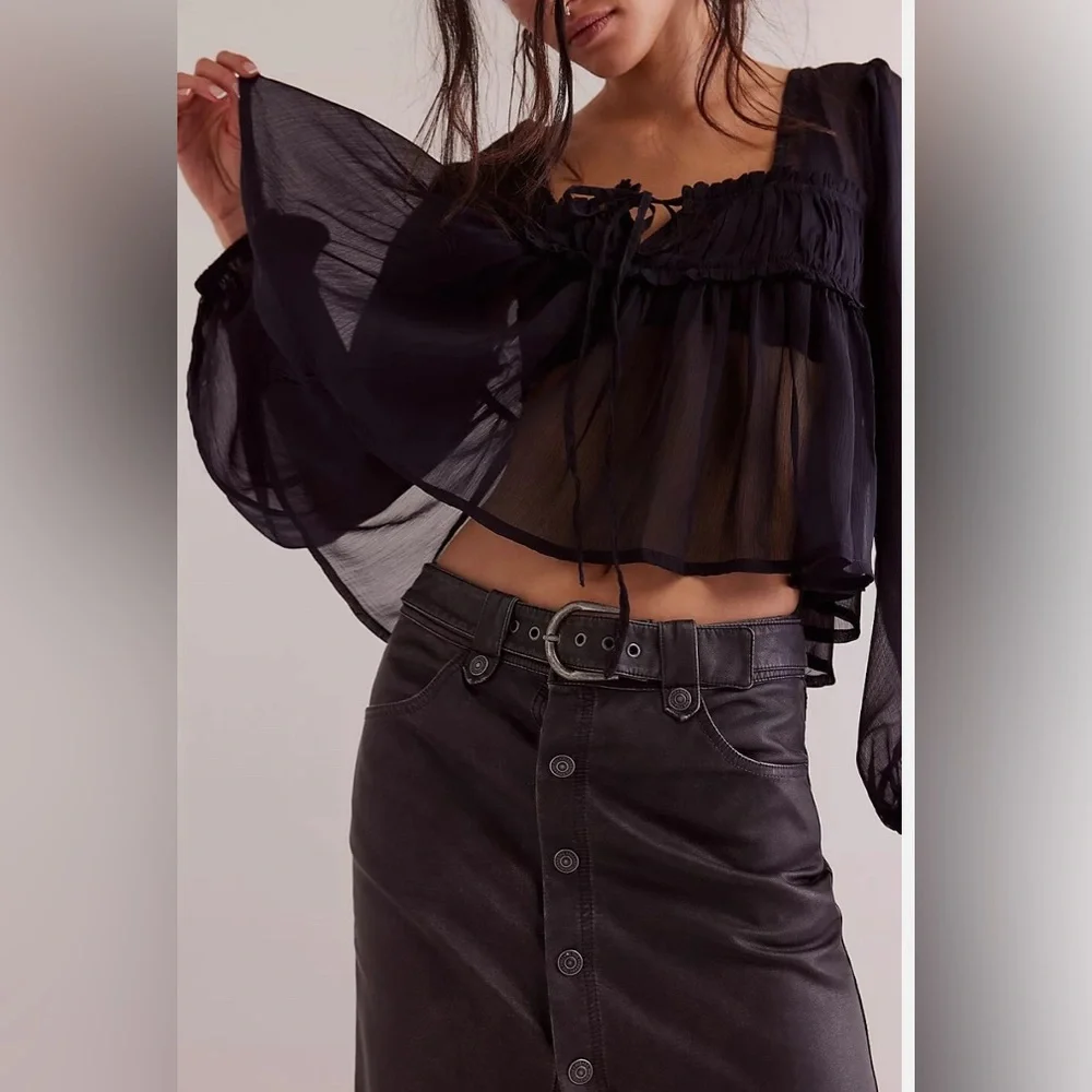 Free People We The Free Astoria Vegan Maxi Skirt. NWT. Charcoal - Picture 4 of 5